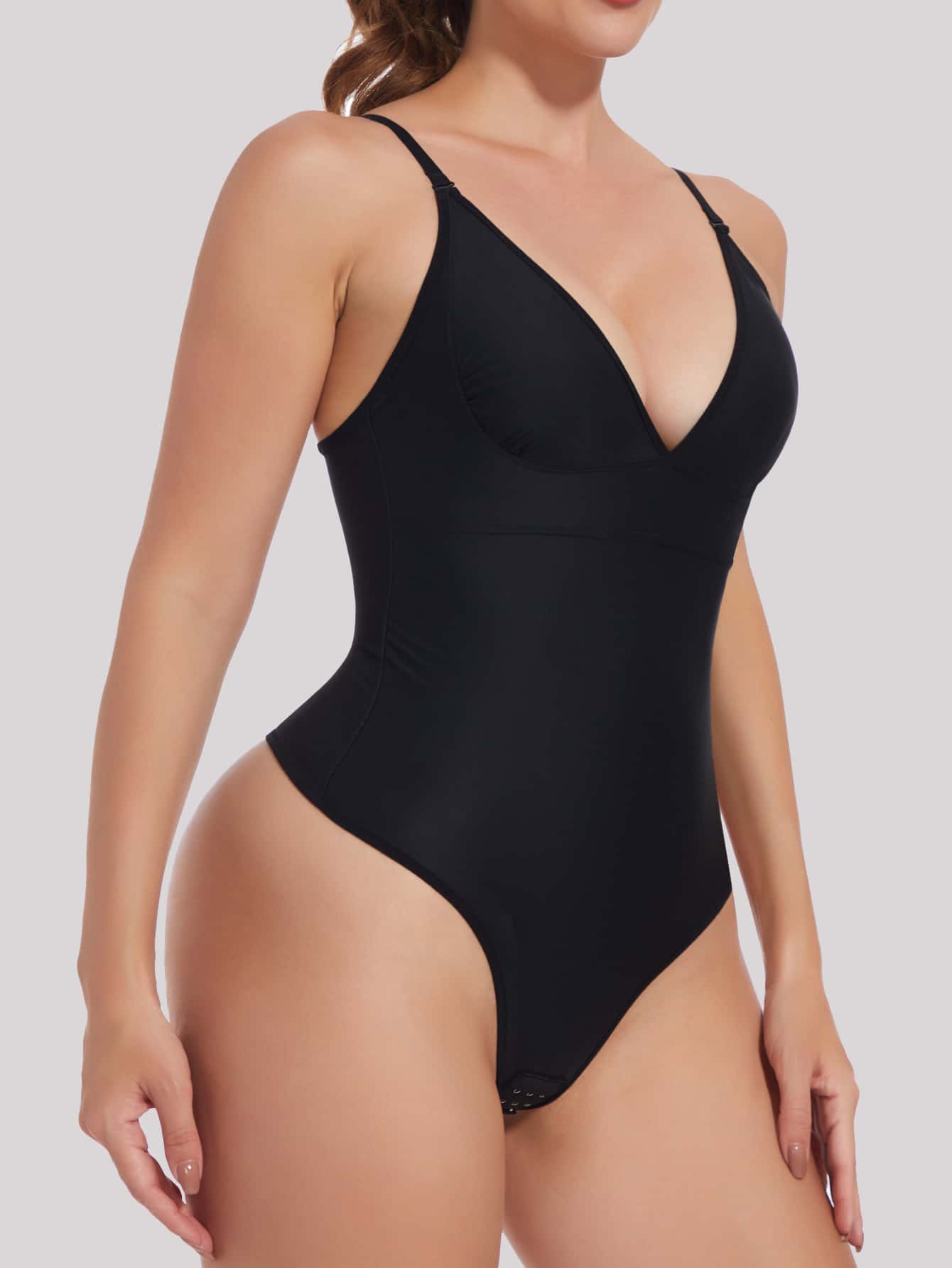 Tummy control thong shapewear bodysuit - Black - View 1
