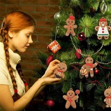 12pcs Gingerbread Man Ornaments Decorations For Christmas Tree Assorted Gingerbread Figurines Ornaments For Christmas Tree Hanging Decorations 3inches Tall,Home Decor ,Room Decor,Wall Decor - Multicolor - View 2