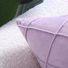 1 件天鹅绒装饰褶皱枕套，方形软垫套，适用于沙发和咖啡店 - 淡紫色 - 查看 5