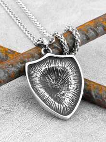 Collar Con Colgante De León En Color Acero - Blanco - Ver 3