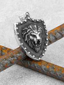 Collar Con Colgante De León En Color Acero - Blanco - Ver 4