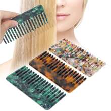 1 pièce Peigne démêlant à larges dents portable en matériau acétate, blanc et beige, peigne pour cheveux, outils de coiffure
