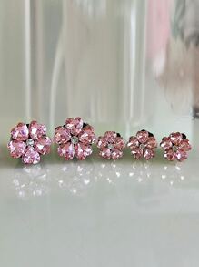 5入組水鑽裝飾花朵設計汽車出風口裝飾品 - 粉色 - 查看 4