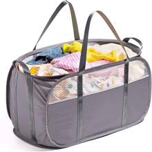 Tear Proof Pop Up Laundry Hampers, with Strong Handles Laundry Hamper, Easy to Carry & Go Up and Down Stairs, Honeycomb Mesh-Breathable, Easy to Collapsible Laundry Basket. (1.5 Loads) - 灰色 - 查看 1