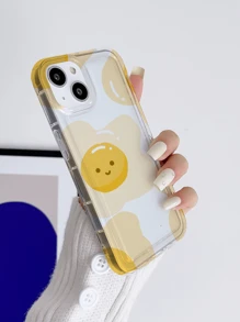 Cartoon Egg Print Clear Phone Case - Multicolor - View 3