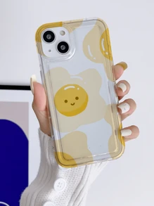 Cartoon Egg Print Clear Phone Case - Multicolor - View 1