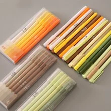 6支/套 中性咖啡色速干圆珠笔，适用于学生考试和复习练习 - 彩色 - 查看 4