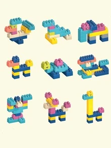 88入組塑膠建築模組玩具套裝在便攜禮物盒,教育性建造玩具適用於兒童 - 彩色 - 查看 3