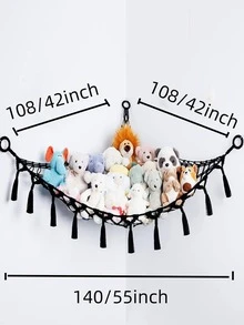 Tassel Decor Hammock Design Wall Hanging - Black - View 3