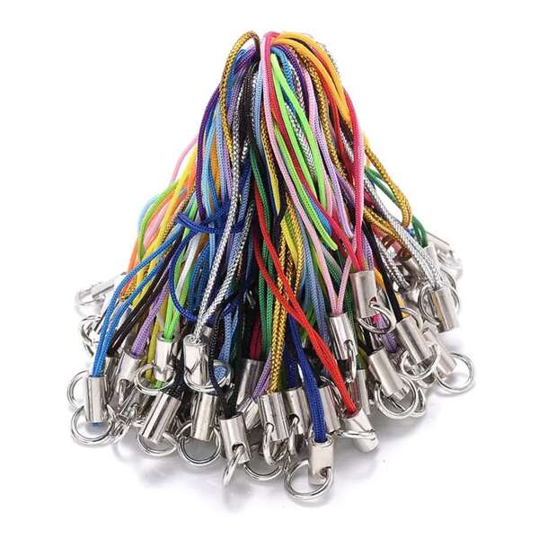 100pcs Colorful Keychain Strap Cords Nylon Thread Rope Christmas Decor Pendant For Diy Artificial Jewelry, Phone Chains, Keychains Making Supplies