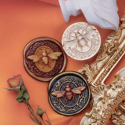 CYFUN DESIGN 1pc 25mm Wax Seal Brass Stamp Head (Handle Not Included) With Vintage Botanical Design For Removing Surface Paper On Wedding Party Invitations, Envelopes, Gift Packing Back To School,Back To School,School Supplies