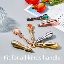 CYFUN DESIGN 1 件 25 毫米蜡封黄铜印章头（不含手柄），带有复古植物图案，用于去除婚礼派对邀请函、信封、礼品包装、返校、学校用品上的表面纸张 - 金色 - 查看 7