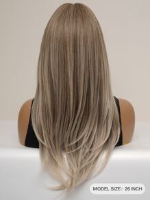 魅力化纖耐熱假髮蝴蝶形長直髮分層假髮金色 26 英寸帶劉海假髮髮根棕色，日常女式派對裝自然髮 - 彩色 - 查看 3