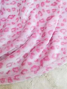 1pc Leopard Pattern Flannel Blanket, Soft, Comfortable And Durable Blanket, Suitable For All Seasons - 粉色 - 查看 3