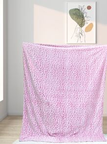 1pc Leopard Pattern Flannel Blanket, Soft, Comfortable And Durable Blanket, Suitable For All Seasons - 粉色 - 查看 2
