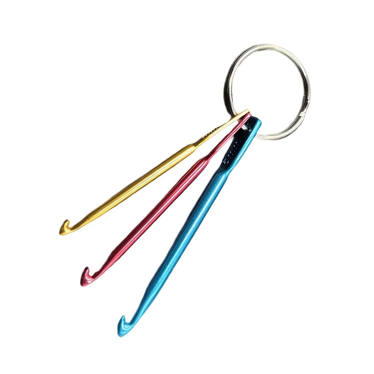 3pcs Color Aluminum Oxide Crochet Hook Single Head Knitting Crochet Hook 3 Keychains Short Crochet Hook Knitting Tools - Multicolor - View 1