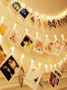 1set 2 Meter Long Photo Decorative Light String + Clip, Photo Decorative Hangings, Party Decorative Pendants Ribbon - White - View 3