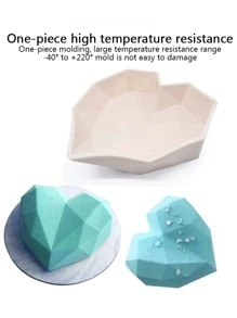 3D水钻爱心甜点蛋糕模具慕斯芝士蛋糕硅胶模具烘焙慕斯装饰模具工具，情人节派对，家居装饰，家居礼品 - 白色 - 查看 8