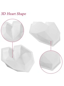 3D水钻爱心甜点蛋糕模具慕斯芝士蛋糕硅胶模具烘焙慕斯装饰模具工具，情人节派对，家居装饰，家居礼品 - 白色 - 查看 9