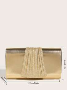 Luxury Dinner Bag, Evening Bag Glamorous, Elegant, Exquisite, Quiet Luxury Pu & Glitter Decor Ladies Clutch Bag Square Bag, Ruched For Lady, Woman, For Party Girl, Bride Perfect For Party, Wedding, Prom, Dinner/Banquet, Dinner/Banquet, Best Gift For Women Mom Teacher Friend Bridesmaid, Fashionable Clutch Bags For Woman - Gold - View 8