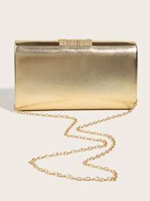 Luxury Dinner Bag, Evening Bag Glamorous, Elegant, Exquisite, Quiet Luxury Pu & Glitter Decor Ladies Clutch Bag Square Bag, Ruched For Lady, Woman, For Party Girl, Bride Perfect For Party, Wedding, Prom, Dinner/Banquet, Dinner/Banquet, Best Gift For Women Mom Teacher Friend Bridesmaid, Fashionable Clutch Bags For Woman - Gold - View 5