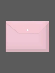 透明加厚塑膠A4文件袋帶大容量和扣飾 - 粉色 - 查看 1