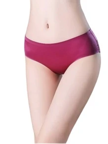 MURAMASA 6 piezas Bragas triangulares sin costuras de encaje de seda de hielo con cintura baja para mujeres - Azul - Ver 4