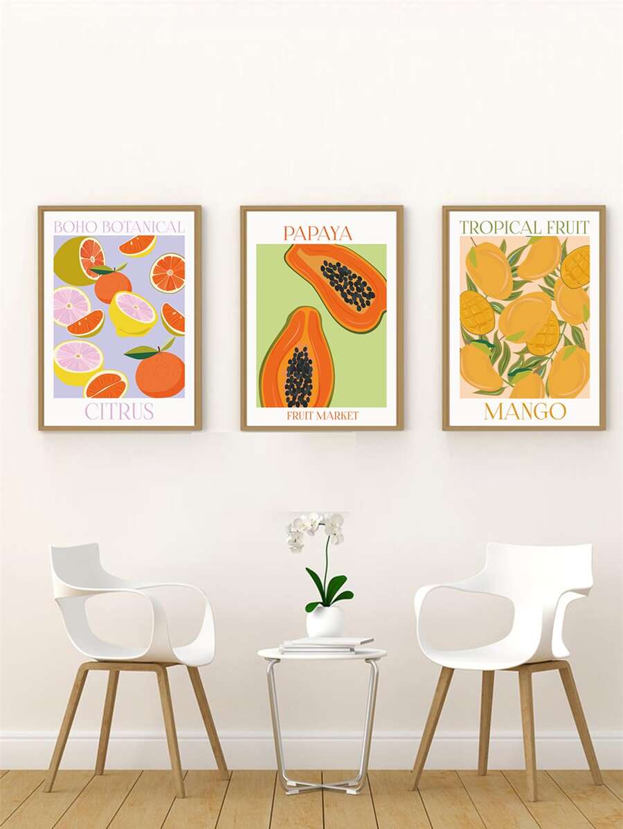 3入組水果樣式無框畫 - 彩色 - 查看 1