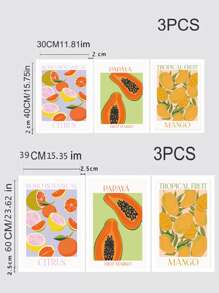 3入組水果樣式無框畫 - 彩色 - 查看 3