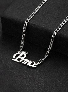 1入組個性化和時尚不銹鋼男士姓氏字母紀念情侶週年紀念日吊墜 - 銀色 - 查看 8
