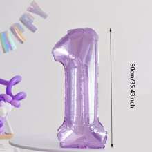 1入組32英寸紫色水晶數字鋁膜小氣球適用於兒童和生日派對裝飾用品
