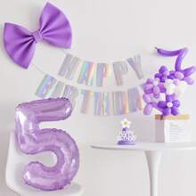 1入組32英寸紫色水晶數字鋁膜小氣球適用於兒童和生日派對裝飾用品