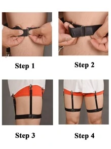 2 Miếng Không giới tính Áo sơ mi Với Garter Dây đai Đến Ngăn chặn Và Nếp nhăn - màu đen - Xem 4