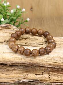 TopHanqi 3入組復古風格多色木頭串珠彈性拉伸手鐲套裝適合男人及女人 - 彩色 - 查看 6