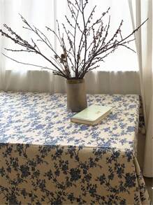 1pc Floral Pattern Tablecloth - Blue - View 6