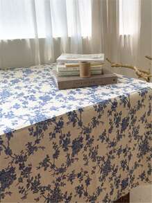 1pc Floral Pattern Tablecloth - Blue - View 10