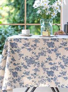 1pc Floral Pattern Tablecloth - Blue - View 7