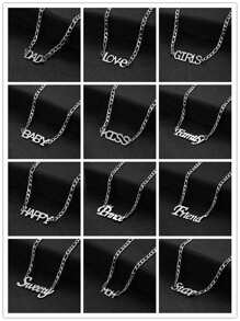 1入組個性化和時尚不銹鋼男士姓氏字母紀念情侶週年紀念日吊墜 - 銀色 - 查看 1