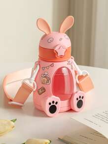 1 pieza Botella de agua con dibujos animados en forma de conejo de plástico - Rosa - Ver 5