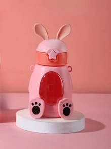 1 pieza Botella de agua con dibujos animados en forma de conejo de plástico - Rosa - Ver 4