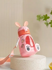 1 pieza Botella de agua con dibujos animados en forma de conejo de plástico - Rosa - Ver 6