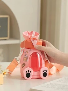 1 pieza Botella de agua con dibujos animados en forma de conejo de plástico - Rosa - Ver 7