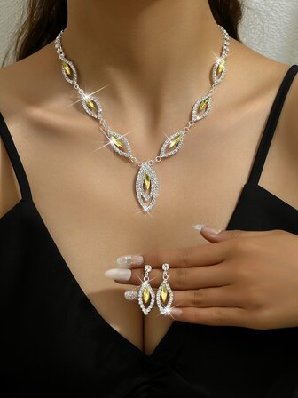 水滴玻璃項鍊和耳飾套裝,合適的適合女士