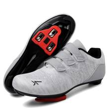 Unisex Peloton & Spd Compatible Road Cycling Shoes,indoor Cycling Shoes With Cleat For Bike Racing, Including Anti-slip Board - Light Grey - View 1