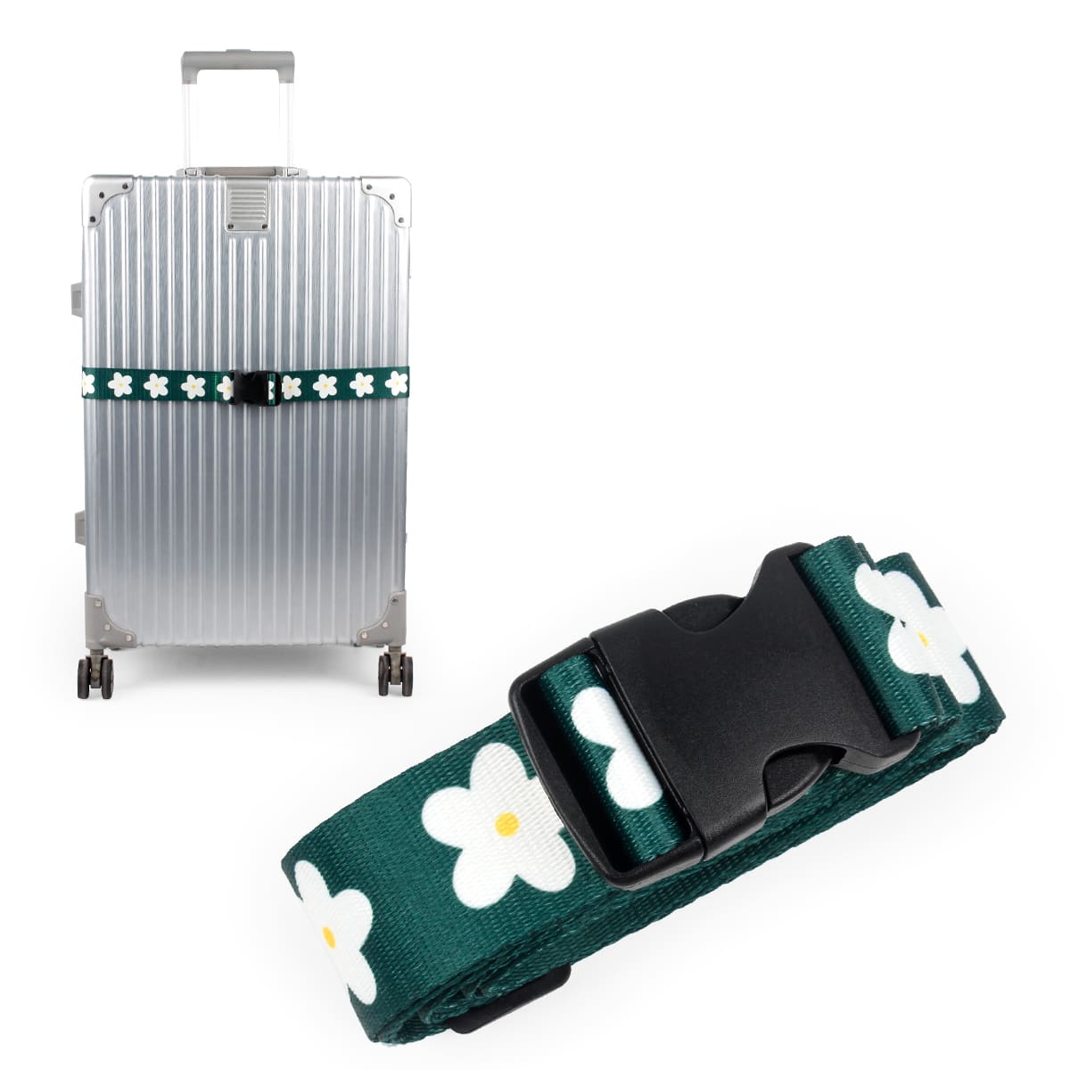 1pc 2m Green High Quality Digital Printing Adjustable Luggage Strap Packing Belts Travel Suitcase Plastic Buckle Strap Luggage Packing Strap Travel Bag Holder Strap For Travel Flight Business Trip Holiday For Suitcase Backpack Bag For School School Accessories School Stuff