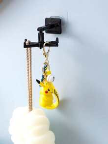 1pc Rotatable Plastic Jewelry Tower, Daily Black Wall Mounted Necklace Storage Rack For Storing Jewelry, Bathroom - Black - View 6