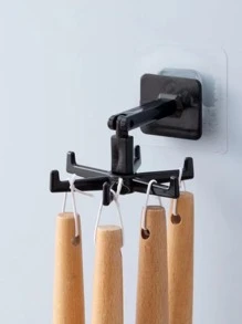 1pc Rotatable Plastic Jewelry Tower, Daily Black Wall Mounted Necklace Storage Rack For Storing Jewelry, Bathroom - Black - View 1