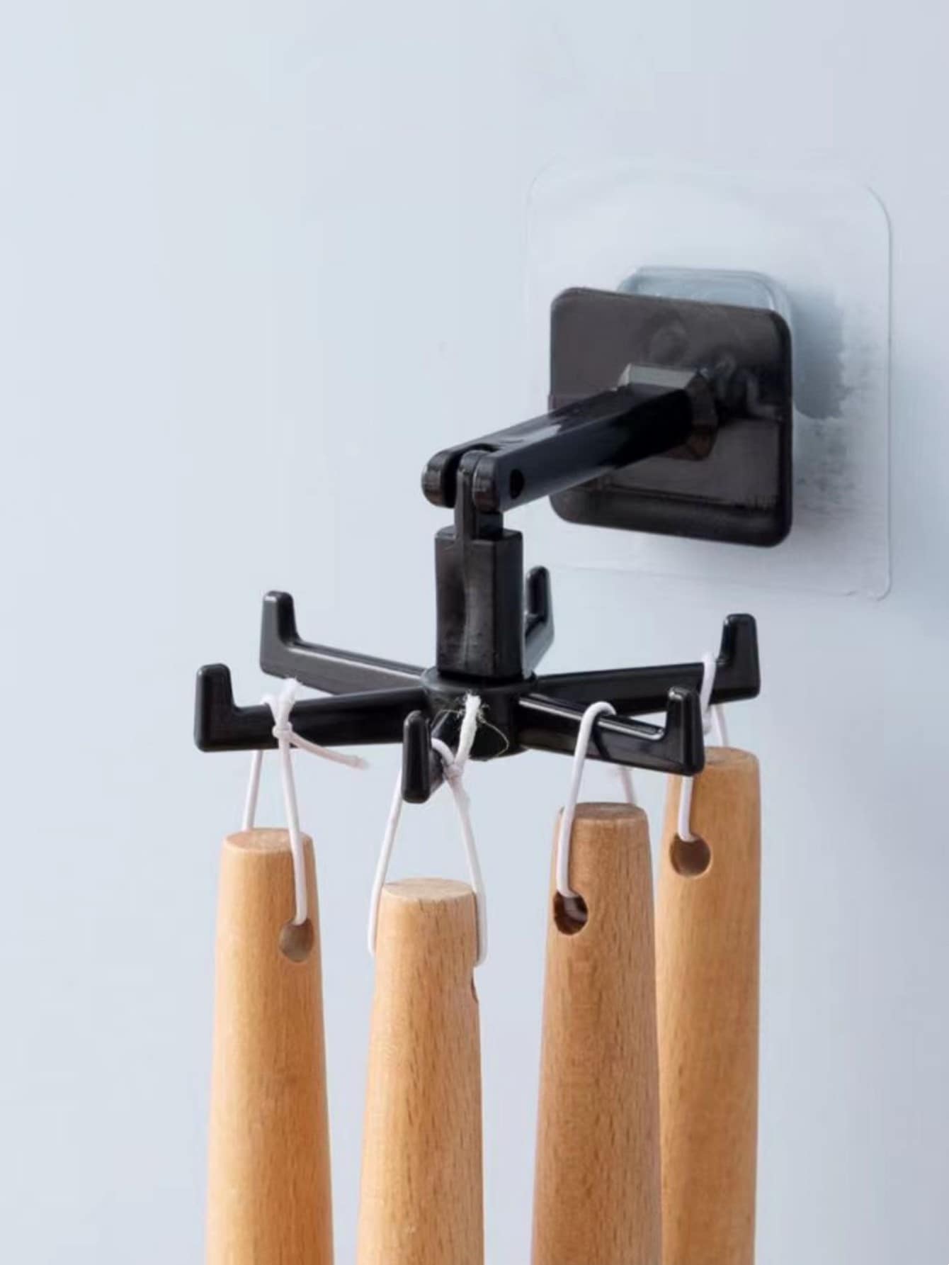 1pc Rotatable Plastic Jewelry Tower, Daily Black Wall Mounted Necklace Storage Rack For Storing Jewelry, Bathroom - Black - View 1