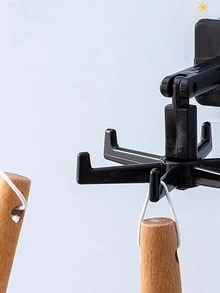 1pc Rotatable Plastic Jewelry Tower, Daily Black Wall Mounted Necklace Storage Rack For Storing Jewelry, Bathroom - Black - View 5