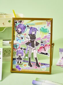 1pc Sweet & Cool Anime Girl Series Diy Decorative Sticker - Blue - View 5